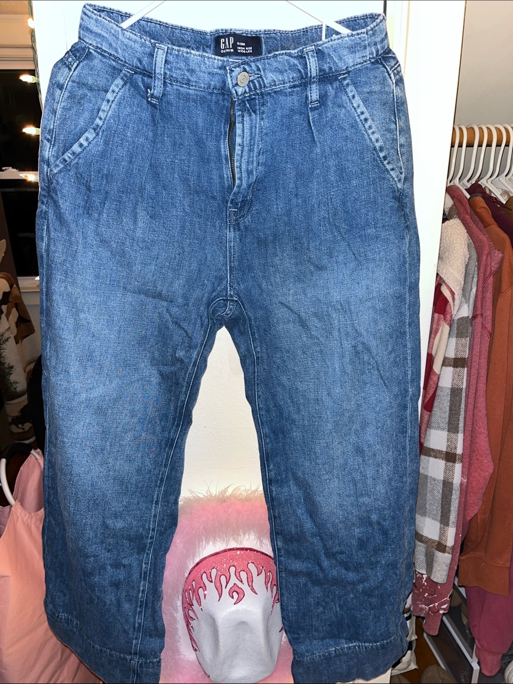 GAP Women's High Rise Pleated Blue Denim Jeans